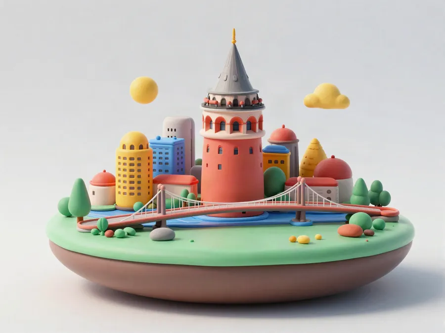 A miniature Istanbul-inspired city scene representing our team in Türkiye